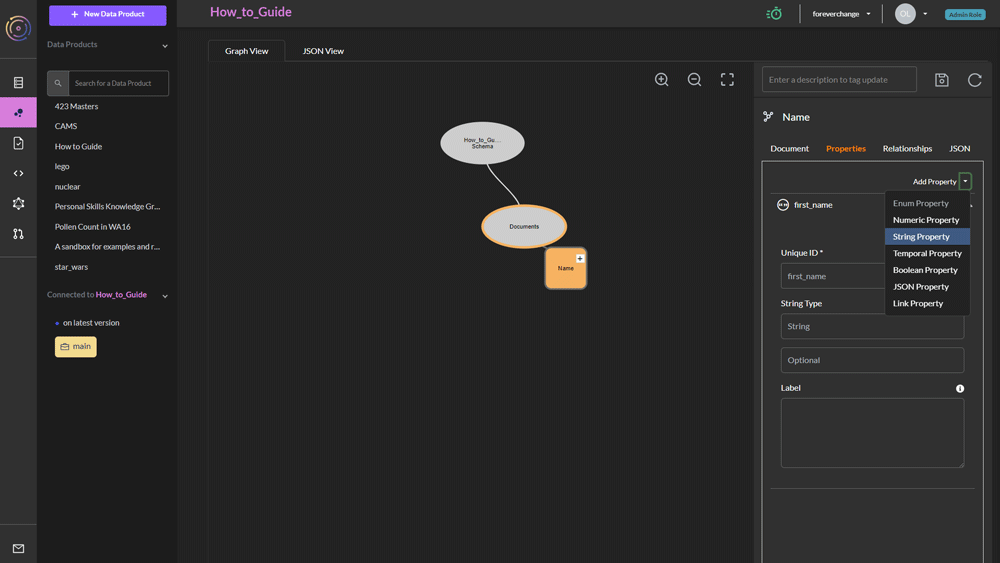 Add document properties using the schema builder UI